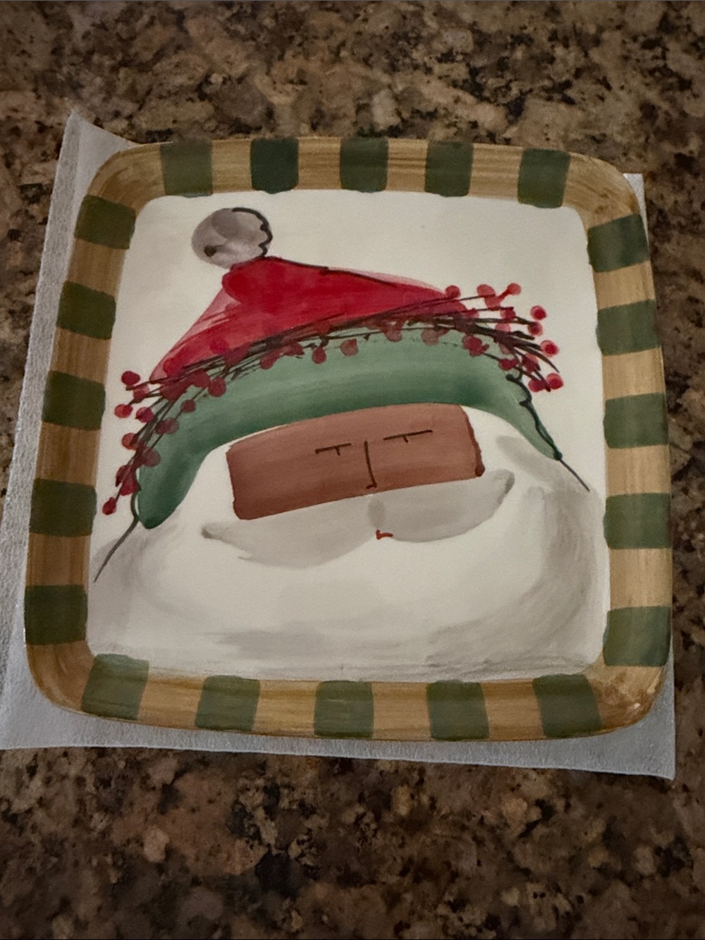 Vietri Santa Salad/Lunch Plate in Red, Green & Cream
